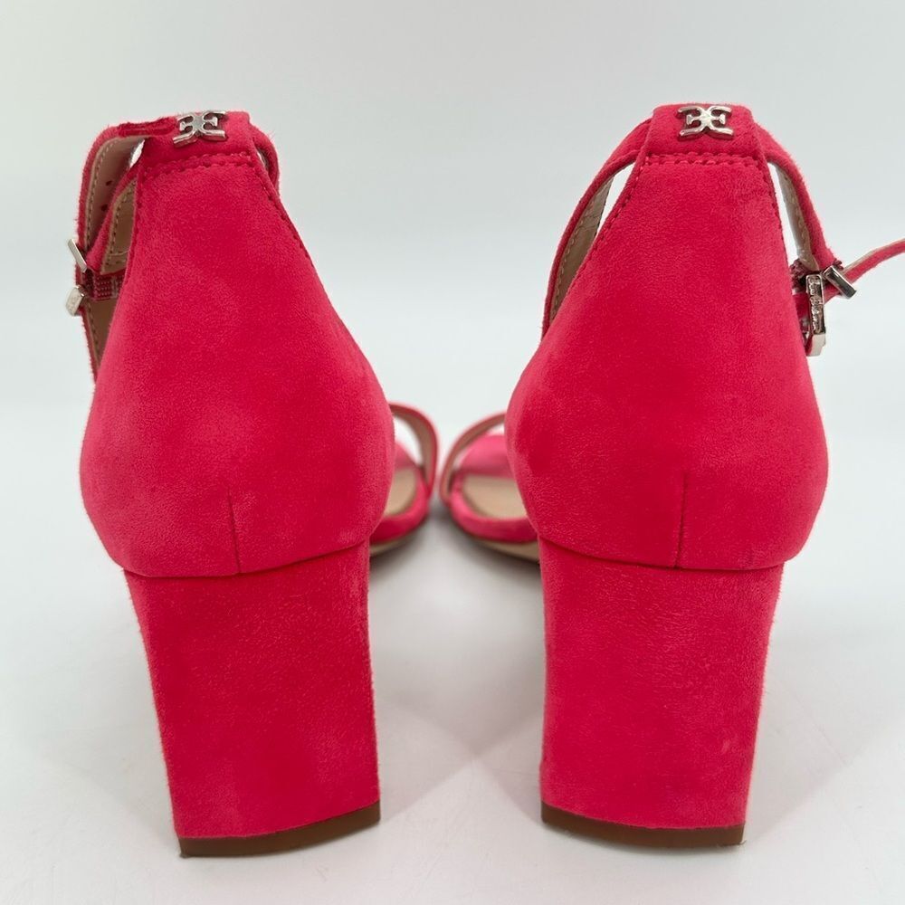 SAM EDELMAN Torrence Block Fuschia Hot Pink Suede Ankle Strap 2" Shoes Size 9.5 - Picture 3 of 8